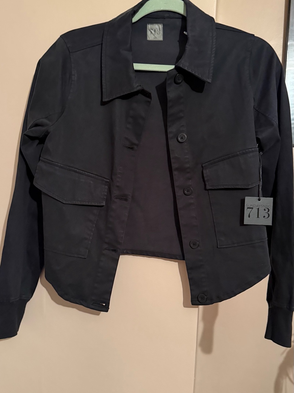 713 Black Cropped Utility Jacket - Women